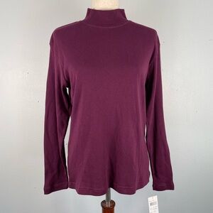 NWT Erika & Co. Plum Mock Neck Long Sleeve Sweater Top Size L